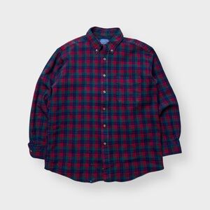 Vtg 90s Sir Pendleton Plaid 100% Wool Button Front Shirt, Tartan Virgin L M